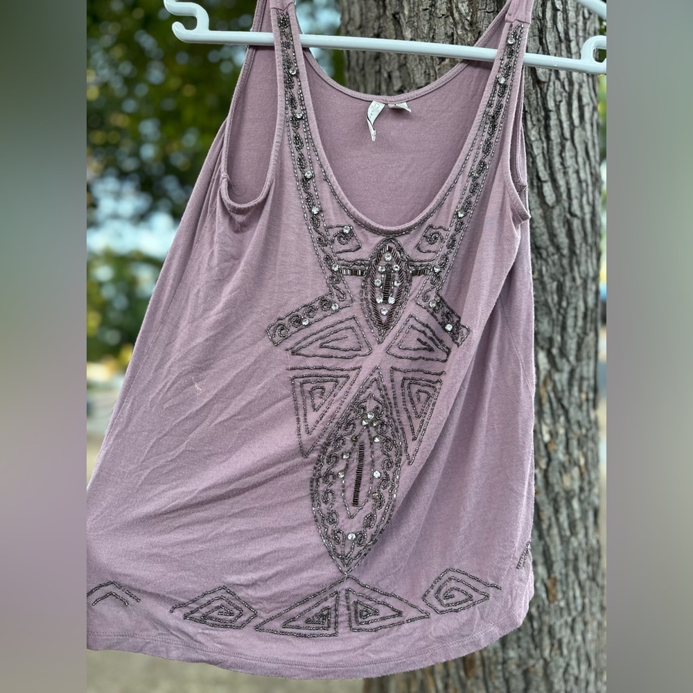 LC Lauren Conrad Mauve Embellished Tank Top - Picture 2 of 7